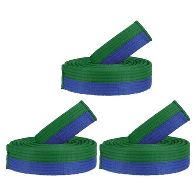 Taekwondo-Ranggürtel,3er-Pack 1,6"x9ft 2,8m Judo-Karate-Gürtel,Grün-Blau - Bild 1 von 4