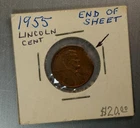1955 Lincoln Wheat Cent – Clipped Planchet / End-of-Strip Error (NJL029890)