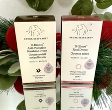 DRUNK ELEPHANT D-Bronzi Drops Fortify & O-bloos Rosi drops Authentic Full Size