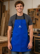 NEW HEAVY DUTY COTTON CANVAS WORK APRON, 38 x 25.5 BLUE