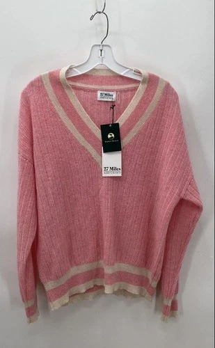 27 Miles Women's Pink V-Neck Sweater - Size L NWT