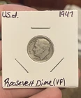 1947 Roosevelt Dime 10C Silver 0.900 Philadelphia Business Strike VF KM#119a
