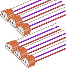 6pcs Pigtail Headlight Socket Wiring Harness Headlight Plug Ceramic 9003 Connect