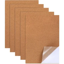 5PCS Self Adhesive Cork Sheets 1mm Thin Sticky Back Cork Boards for DIY Crafts
