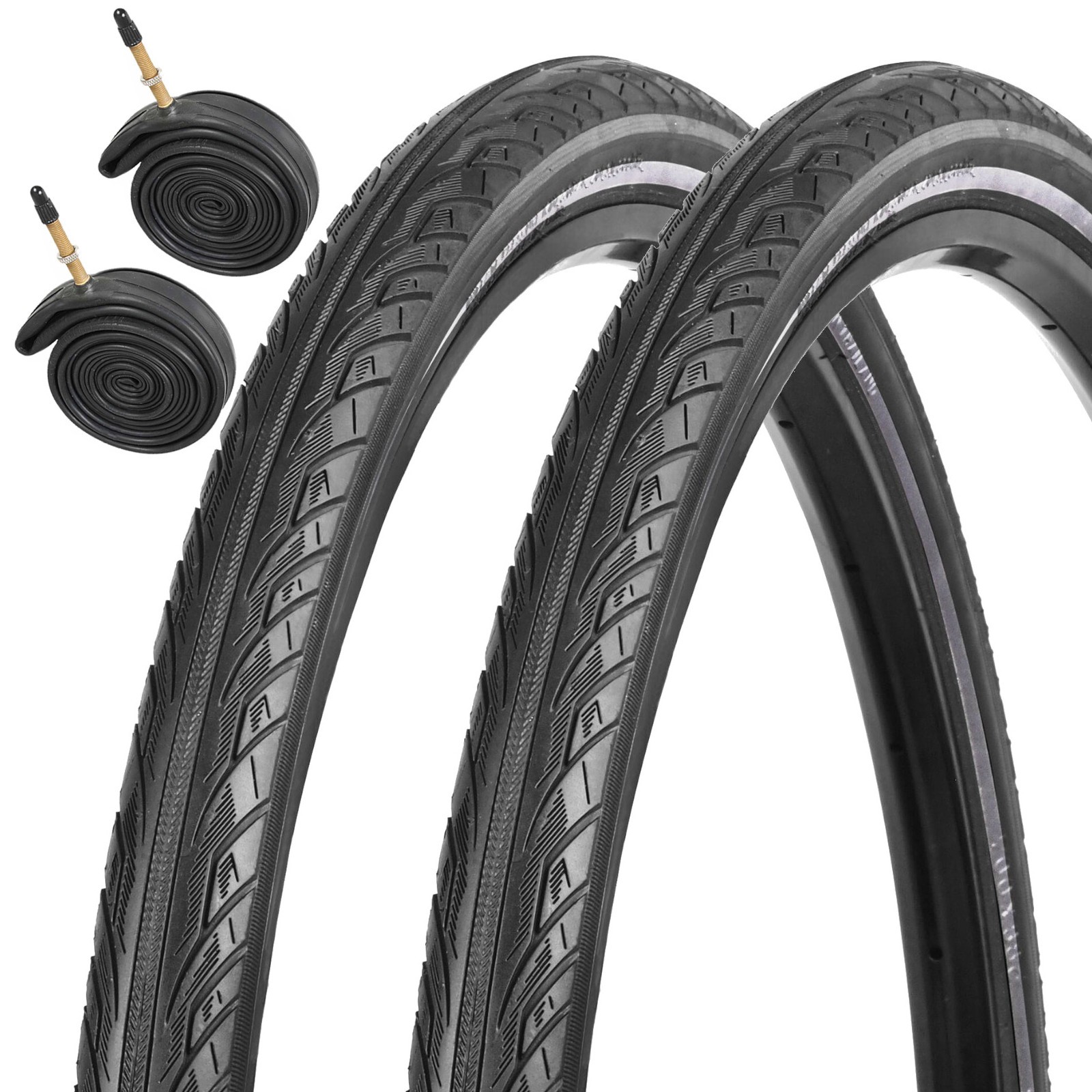 Nutrak Zilent Puncture Belt Reflex 26 x 1.75"" Pair of Bike Tyres & Presta Tubes
