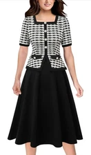 VFSHOW Square Neck Peplum Dress Midi Size L Classic And Professional D2