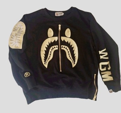 Bape Vntg Nigo WGM Shark Zipper Face Black/Gold  Embroidered RARE