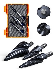 Crosstar M35 Cobalt Step Drill Bit Set, 3PCS TiAlN Coated Unibit with Double ...