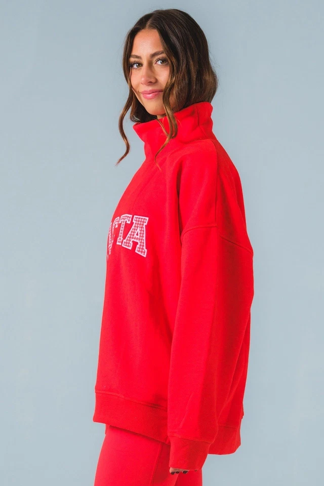 Talla L/XL Acta Halle Sandberg Essential Cuello Simulado Rojo Caliente Pata de Gallo PREVENTA Foto 2 de 4