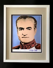 ANDY WARHOL + RARE 1984 SIGNED THE SHAH OF IRAN PRINT MATTED AND FRAMED