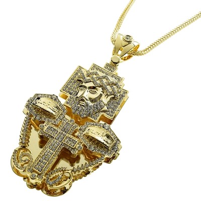 Ciondolo Ultima Cena Grande Gesù Ghiacciato Bling Zircone Color - Foto 4