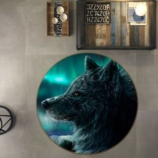 Tapis 3D Wolf Aurora N504 Animal Antidérapant Tapis Rond Élégant Tapis Fay