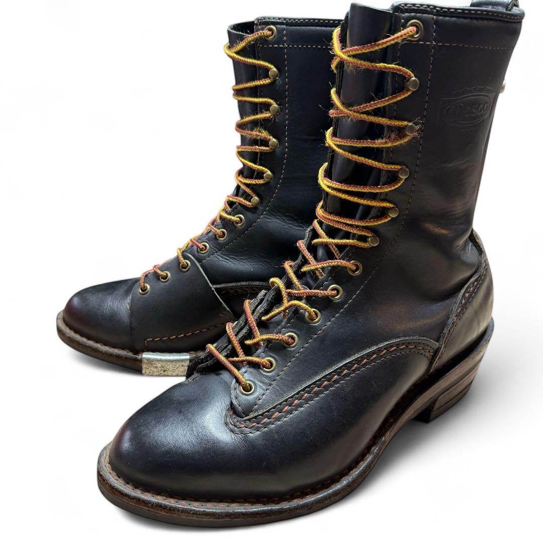 WESCO Size 9E 27cm Western Highliner Black Men's Engineer Boots