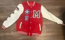 Machtees Men’s Custom XLarge Red 3 Star Varsity Jacket