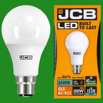 8x 14W (=100W) GLS BC B22 6500K Daylight White A60 LED Ultra Bright 1520Lm