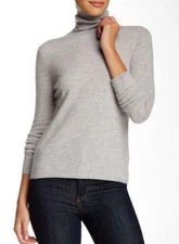 InCashmere Turtleneck Cashmere Sweater Heather Fog XL NWT $238