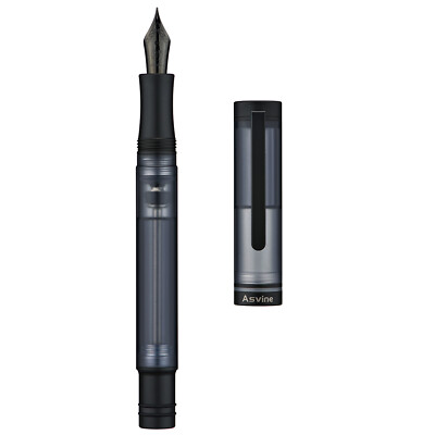 Asvine V200 Titanium Fountain Pen Vacuum Filling EF/F/M Nib Matte Black Gift Pen