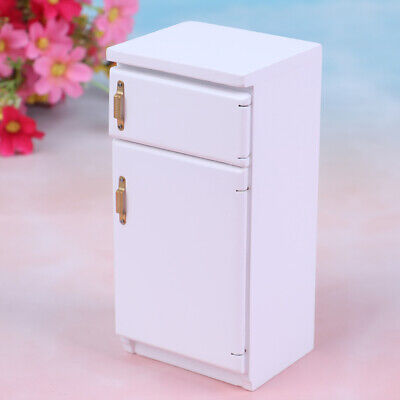 1:12 Dollhouse wooden white refrigerator fridge freezer furniture miniature t_gj