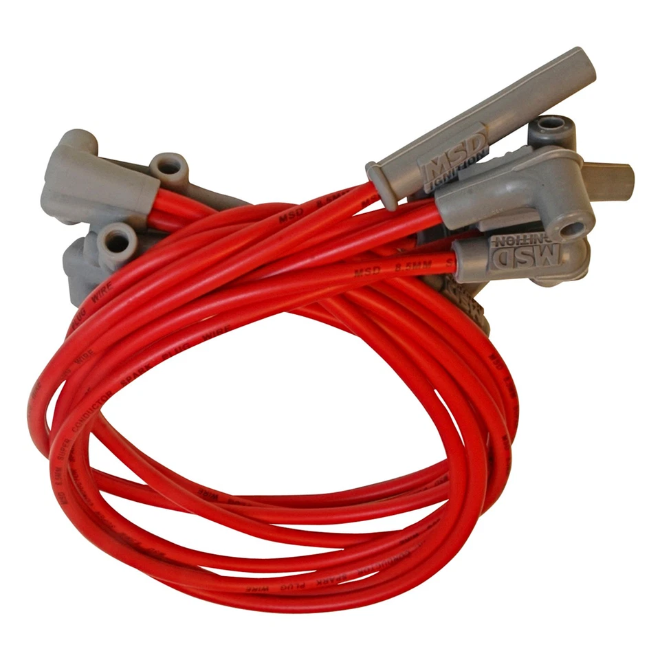Juego de cables de bujía súper conductor MSD 8,5 mm rojo para motor Chevy y GMC 262 V6 Foto 4 de 4