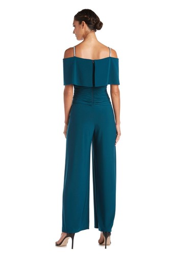 R&M Richard's Petite Women's Cold Shoulder Ruched Waist Jumpsuit - Wedding Guest - Picture 23 of 48