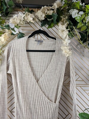 white ribbed midi dress long sleeve HATCH Collection The Odette Ribbed Midi Dress in Ivory