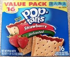 NEW Pop Tarts Toaster Pastries Strawberry Unfrosted 16 Count