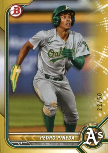 PEDRO PINEDA 2022 BOWMAN DRAFT GOLD PARALLEL 22/50 #BD-181 ATHLETICS