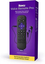 Roku Voice Remote Pro | Rechargeable voice remote with TV controls, lost remote 