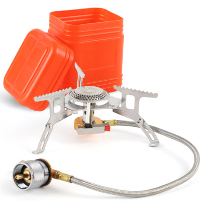 Butane Propane Burner Portable Gas Camping Stove w/Adapter Outdoor Hiking Picnic