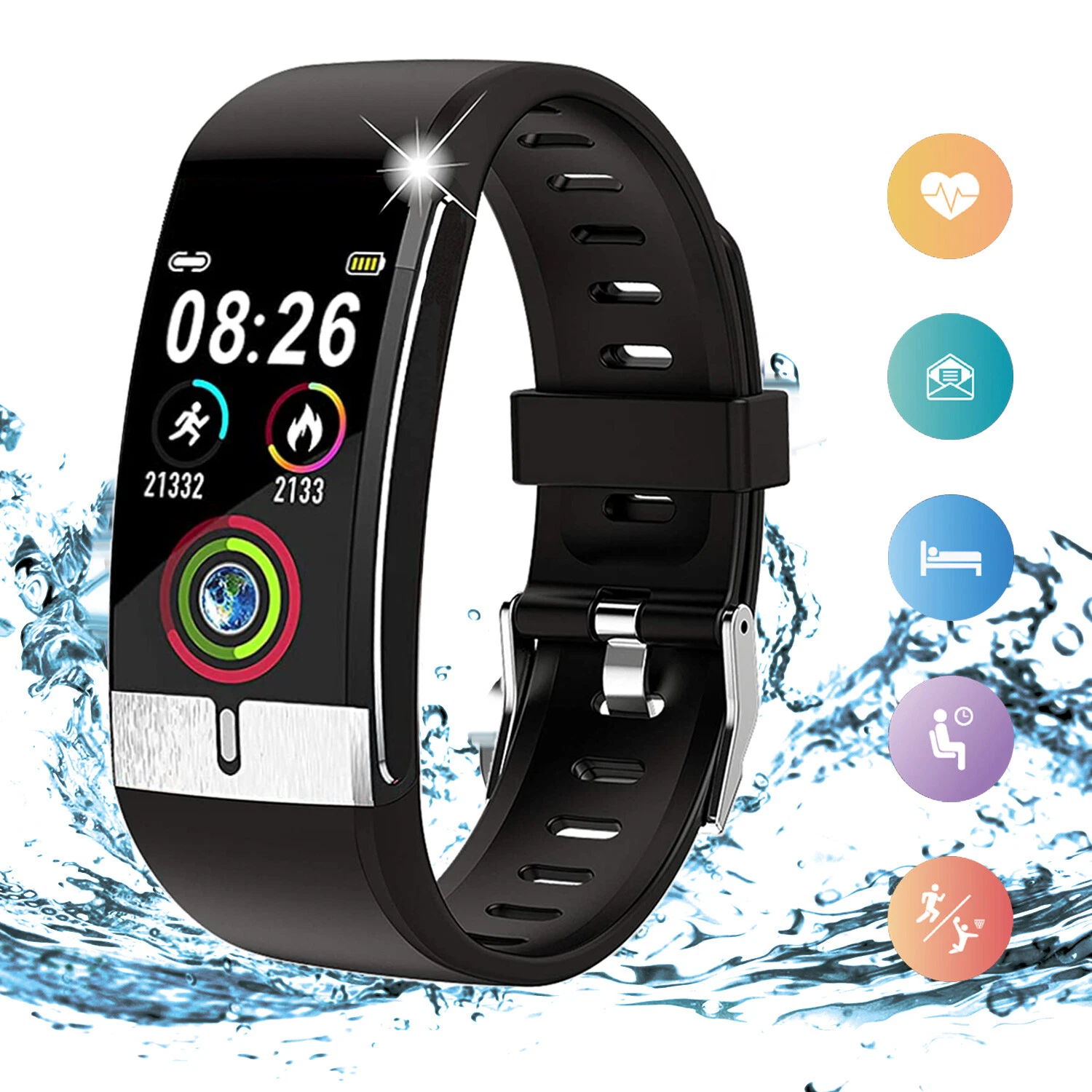 E66s Fitness Watch [Heart Rate + Blood Pressure/Oxygen(SPO2) + SMS/Call Alerts]