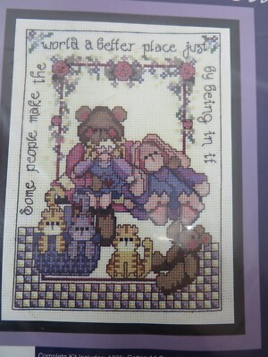 Hearts Delight Cross Stitch Kit Teddy Bear Cat Rabbit 14 ct 8 x 10 in New Sealed