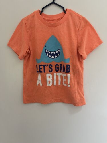 TCP Toddler Boys Cute Shark Cotton Blend Crew Neck Short Sleeve Shirt Orange 3T - Picture 1 of 4