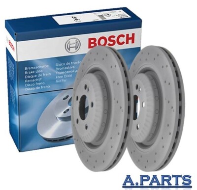 Bosch 2x Brake Disc 340mm Rear Drilled Mercedes S Class W22 V222 X222 S217