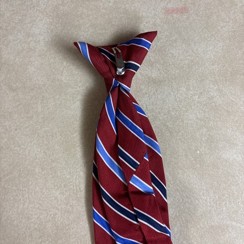 Boys Blue and Red Striped Chaps clip-on tie - Picture 5 of 8