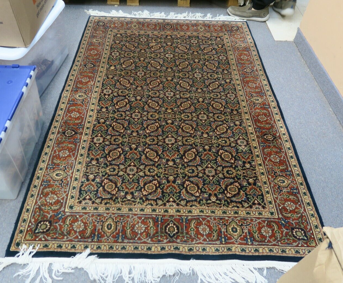VINTAGE KAIMURI WOOL AREA RUG INDIA 4 X 6 HANDMADE FRITZ AND
