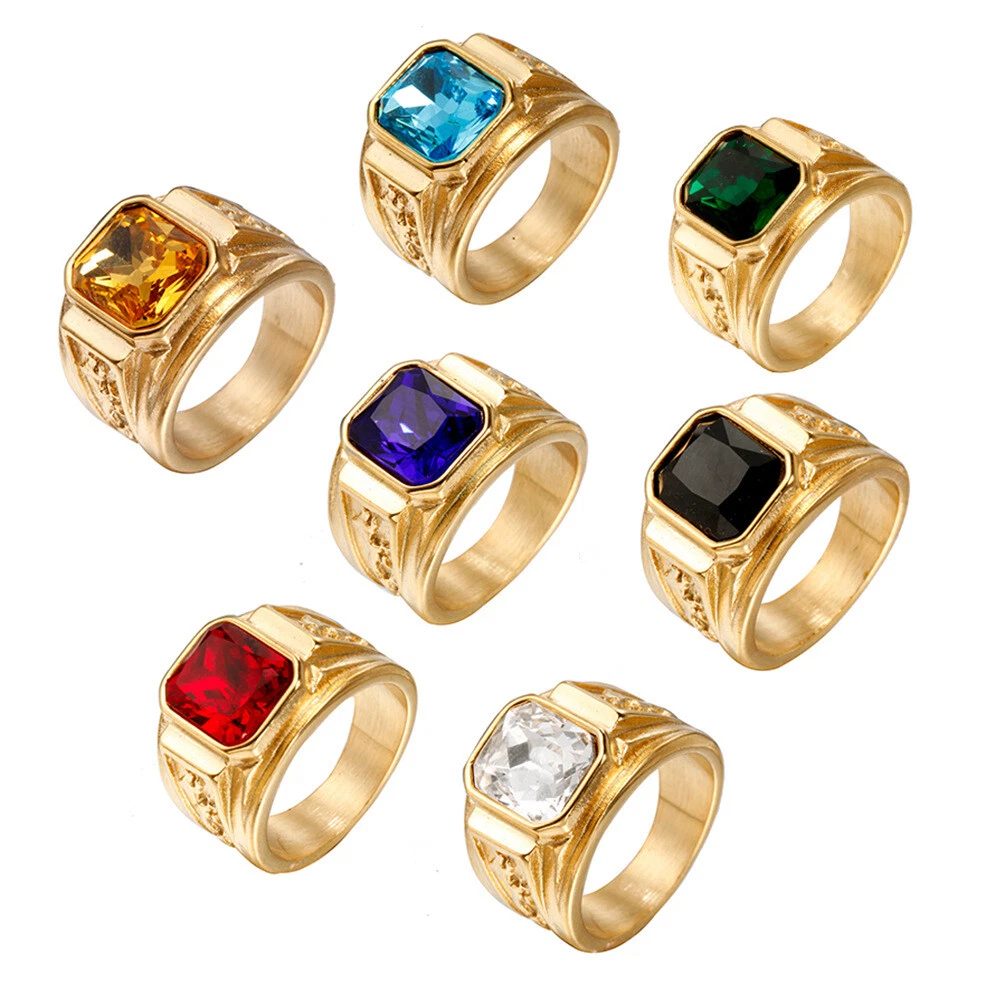 Gold ring shop with coloured stones