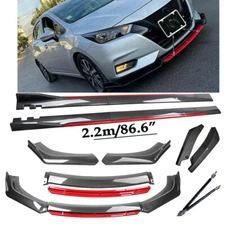 Front Lip Chin Bumper splitter For Nissan Versa Carbon Fiber Side Skirt