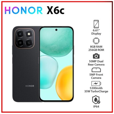 (New) HONOR X6c 8GB+256GB BLACK Dual SIM Unlocked Octa Core Android Mobile Phone