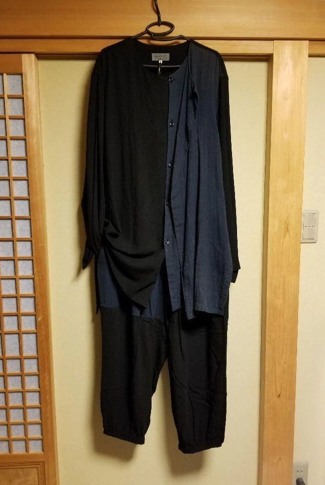 Setup 17ss Blue Rayon Shirt & Pants Yohji Yamamoto pour homme