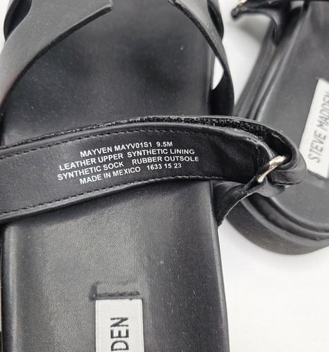 NIB Women's Steve Madden Mayven Black Leather Slides Size 9.5 - Picture 7 of 8