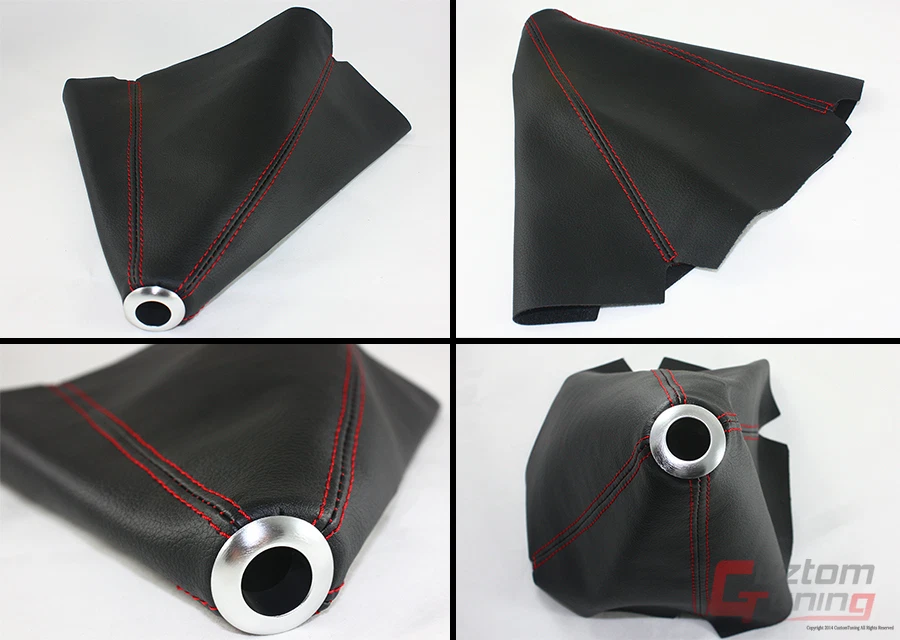 PARA MITSUBISHI EVO LANCER 7 8 9 X PERILLA DE CAMBIO NEGRA + BOTA DE CUERO CON COSTURAS ROJAS Foto 3 de 3