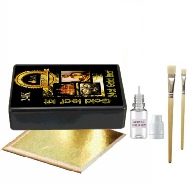 80 Blatt 24K Blattgold Bausatz. 80 Blatt Leimpinsel