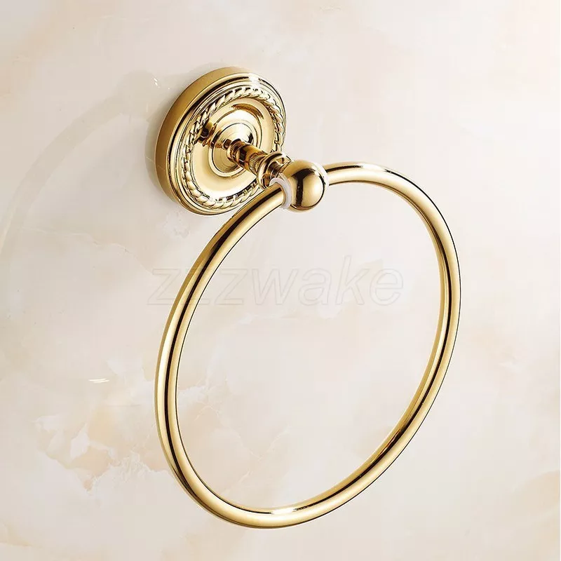 Gold Color Brass Towel Ring Wall Mounted Chrome Round Towel Rings