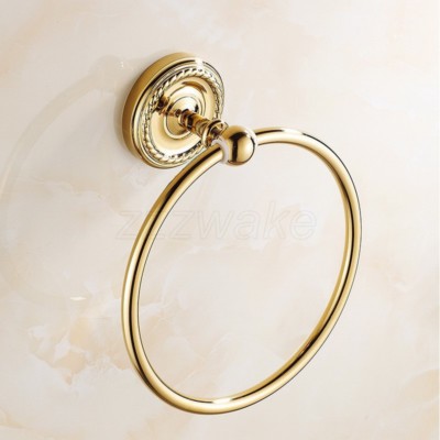 Gold Color Brass Towel Ring Wall Mounted Chrome Round Towel Rings Rack ...