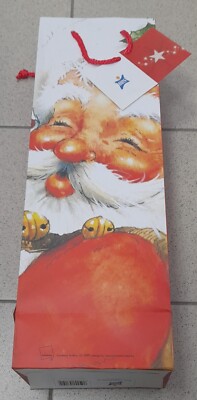 6 STÜCK WEIHNACHTSMANN PAPIERTÜTE FÜR FLASCHE MIT KORDEL TICKET NEU
