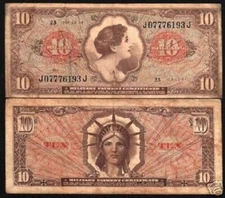 USA 10 Dollars P-M63 1965 LIBERTY MPC 641 Military Payment United States America