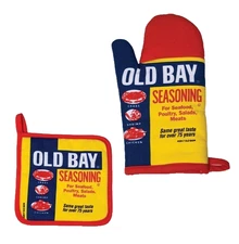 Old Bay Kitchen Set Mitten and Pot Holder NEW Fast Free Ship