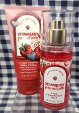 2 Piece NEW Strawberry Pound Cake Mist Cream TRAVEL Set Bath & Body Works