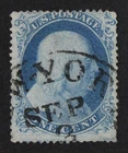 CKStamps: US Stamps Collection Scott#20 1c Franklin Used Pinhole