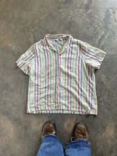 Vintage 70s Sears Pin Stripe Multi Color Button Up Shirt XL